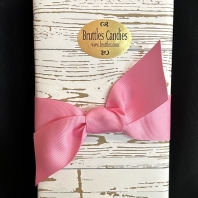 Medium Sampler in a pink chevron gift wrapped box with a white ribbon